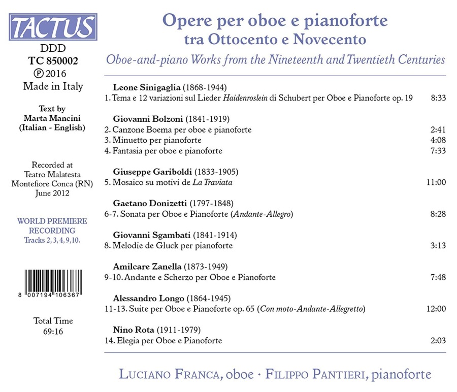 Opere per Oboe e Pianoforte – Donizetti, Gariboldi, Bolzoni… - slide-1
