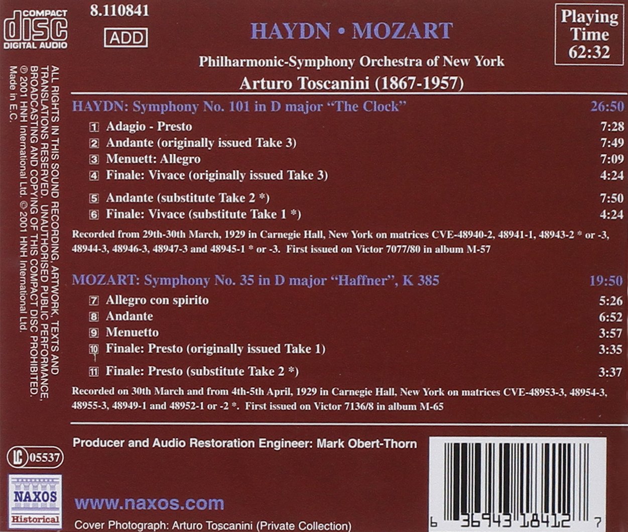 HAYDN / MOZART: Arturo Toscanini ( 1929 ) - slide-1