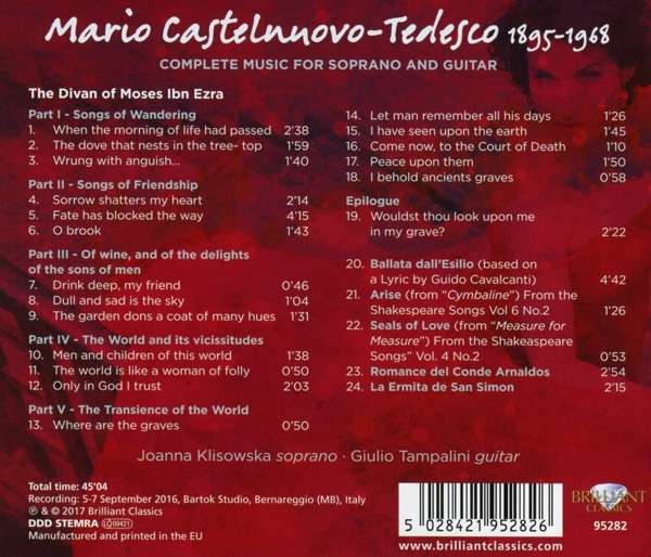 Castelnuovo-Tedesco: The Divan of Moses Ibn Ezra, Complete Music for Voice and Guitar - slide-1