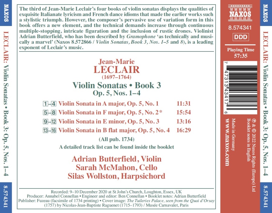 Leclair: Violin Sonatas Book 3 - Op. 5, Nos. 1–4 - slide-1
