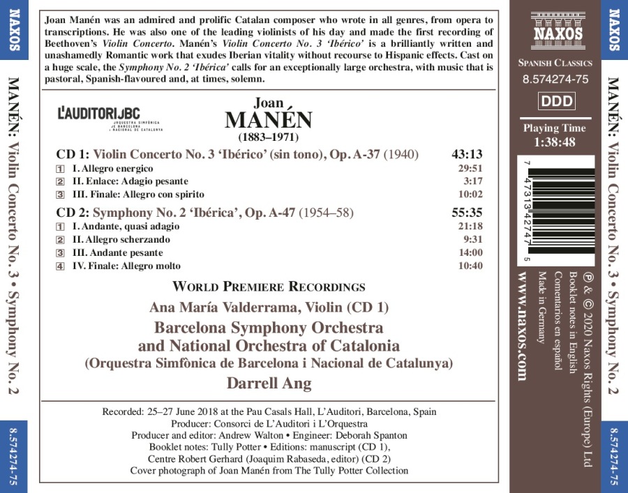 Manen: Violin Concerto No. 3 ‘Ibérico’; Symphony No. 2 ‘Ibérica’ - slide-1
