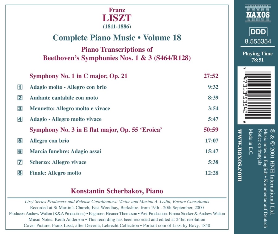 LISZT: Beethoven Symphonies Nos. 1 & 3 - Transcriptions (Liszt Complete Piano Music, Vol. 18) - slide-1