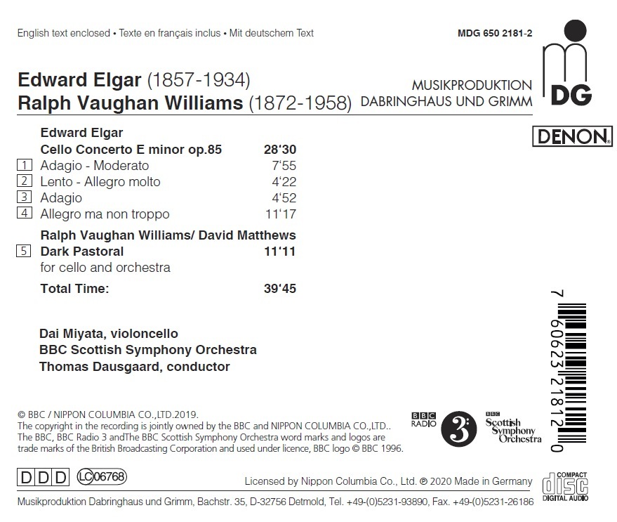 Elgar: Cello Concerto; Vaughan Williams: Dark Pastoral - slide-1