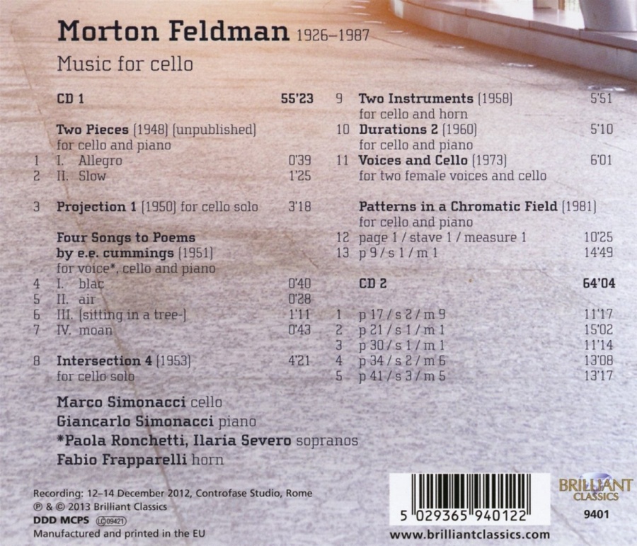 Feldman: Music for Cello - slide-1