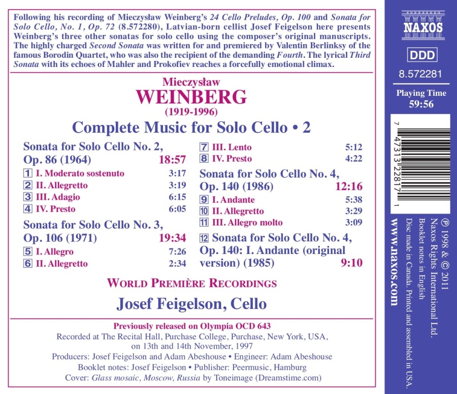 Weinberg: Complete Music for Solo Cello  Vol. 2 - Sonatas Nos. 2 - 4 - slide-1