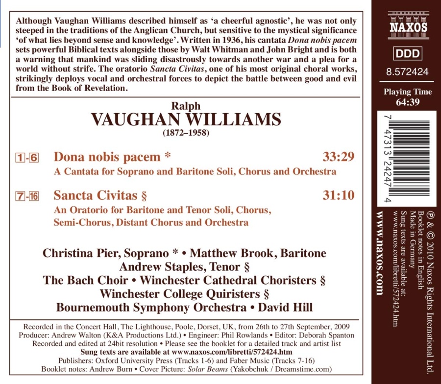 Vaughan Williams: Sancta Civitas, Dona nobis pacem - slide-1