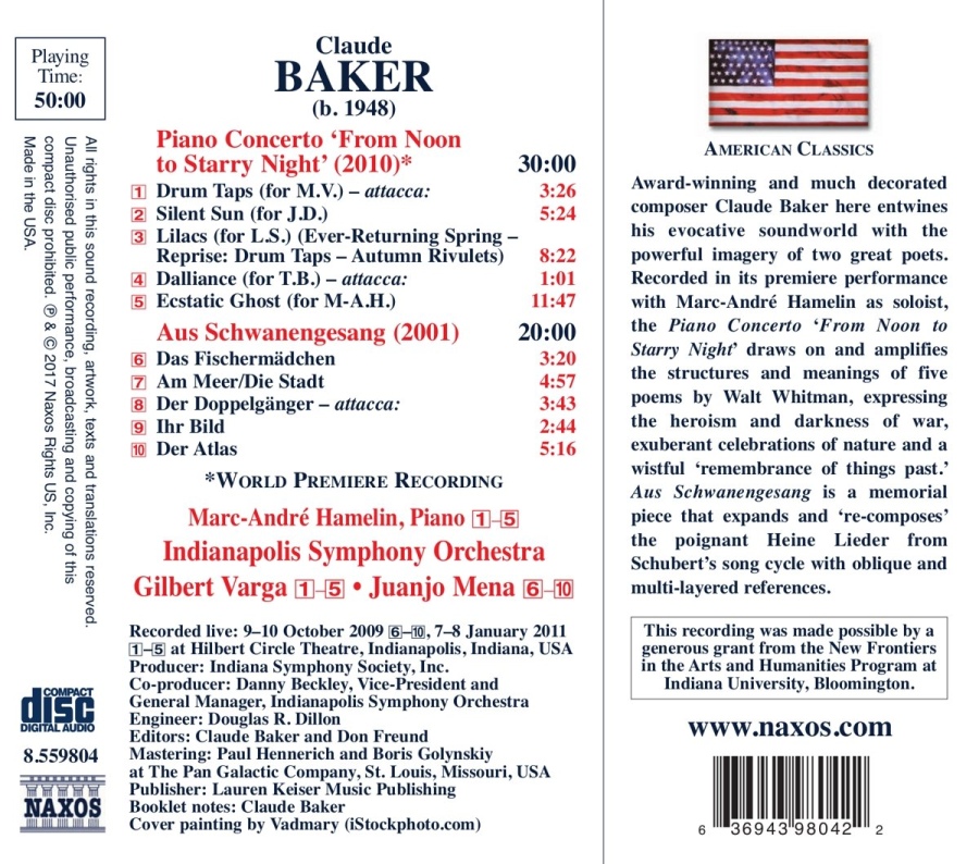 Baker: Piano Concerto "From Noon to Starry Night"; Aus Schwanengesang - slide-1