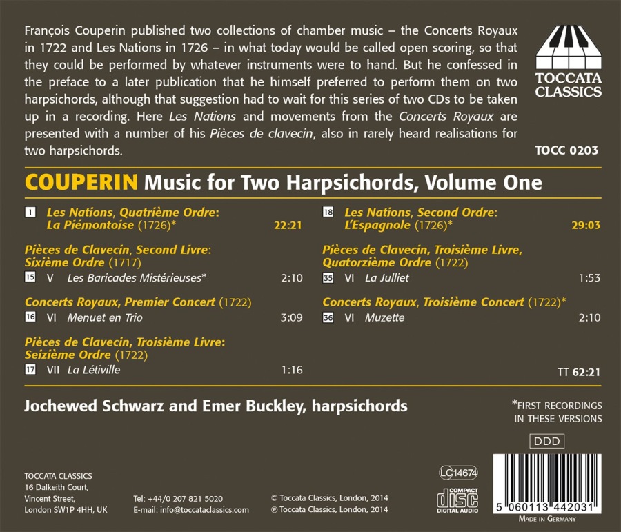 Couperin: Music for Two Harpsichords, Volume 1 - slide-1