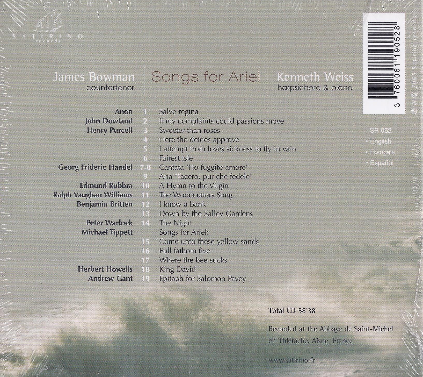 James Bowman - Songs for Ariel - slide-1