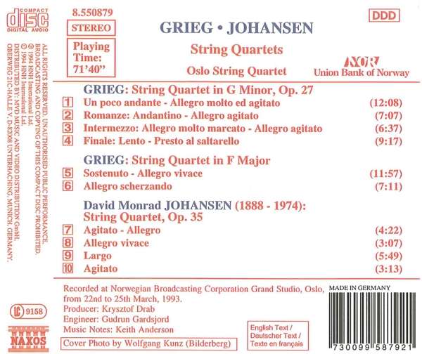 GRIEG / JOHANSEN: String Quartets - slide-1