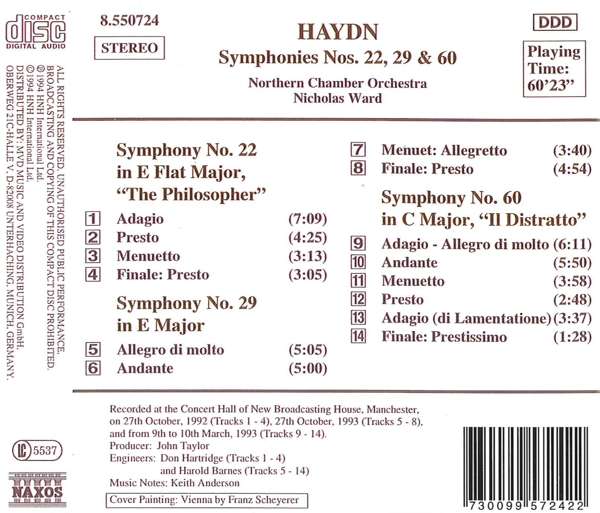 Haydn: Symphonies Vol. 9: No. 22 „The Philosopher”, No. 29, No. 60 „Il Distratto” - slide-1