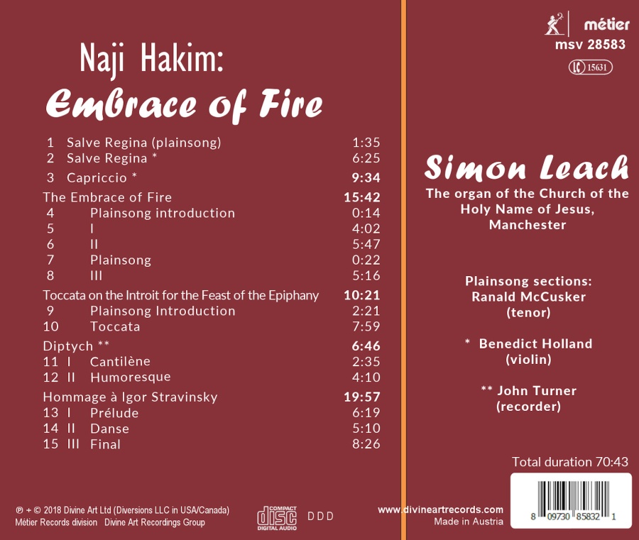Embrace of Fire - music for organ by Naji Hakim - slide-1
