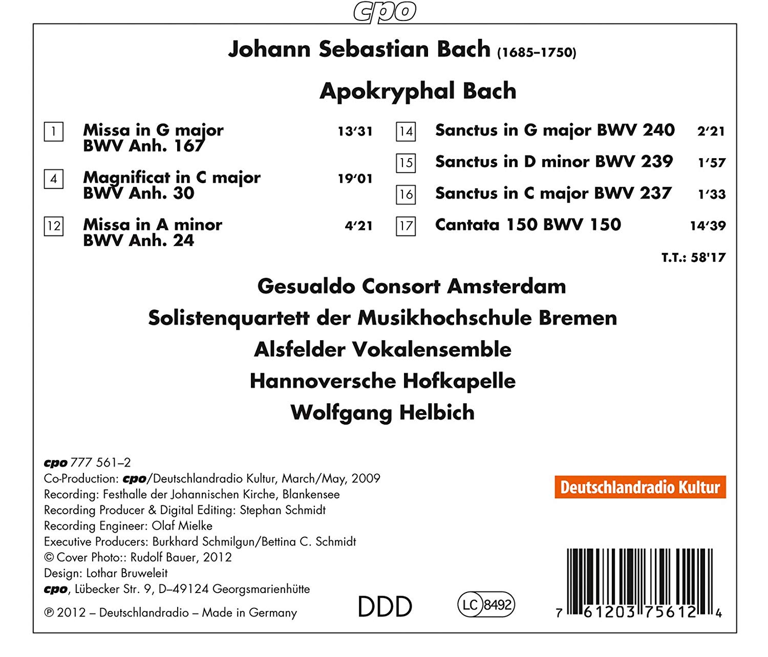 Bach: Apocryphal Masses II - Missa BWV Anh. 167 & Anh. 24, Magnificat BWV Anh. 30, Cantata BWV 150, Sanctus - slide-1
