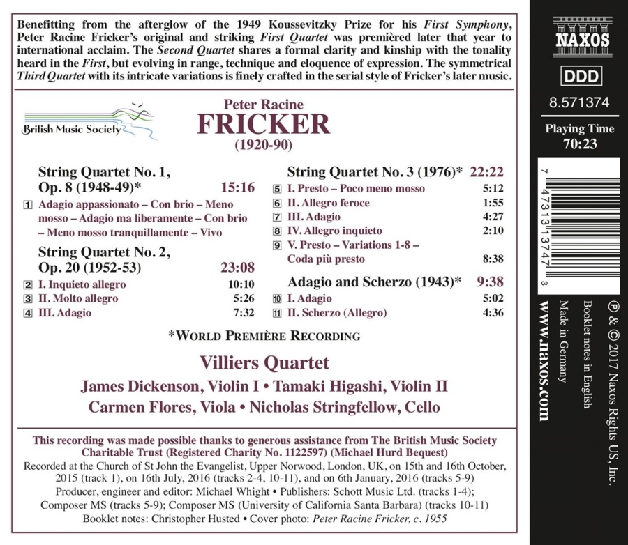 Fricker: The String Quartets - slide-1