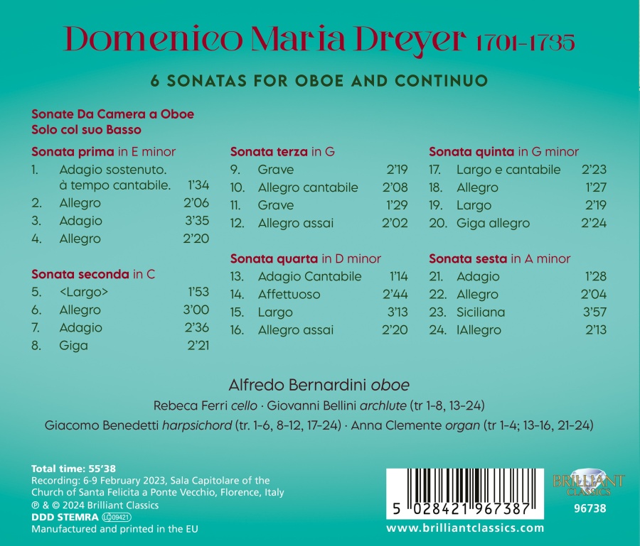 Dreyer: 6 Sonatas for Oboe and Continuo - slide-1