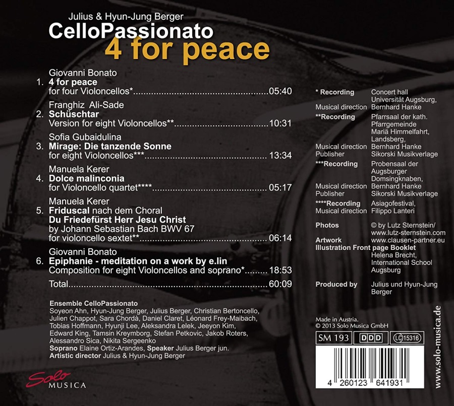 CelloPassionato - 4 for Peace: Sofia Gubaidulina, Franghiz Ali-Sade, Manuela Kerer, Giovanni Bonato - slide-1
