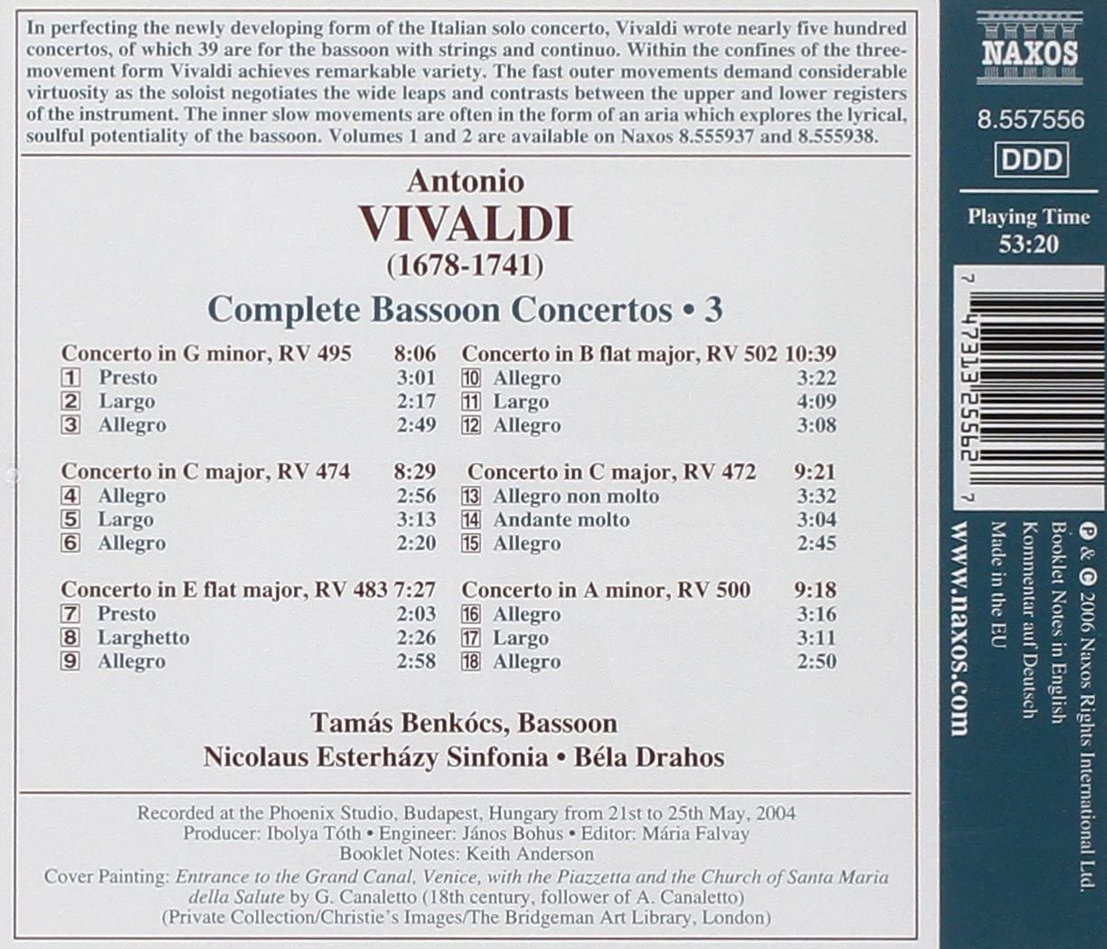 VIVALDI: Bassoon Concertos (Complete), Vol. 3 - slide-1