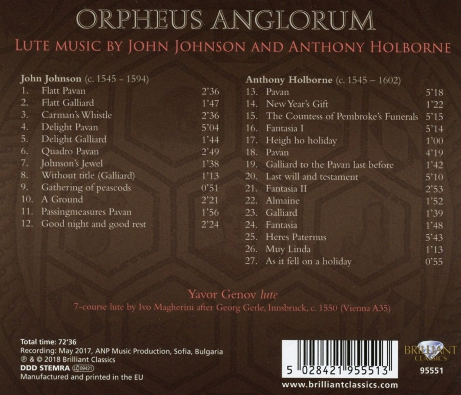 Orpheus Anglorum: Lute Music by John Johnson and Anthony Holborne - slide-1
