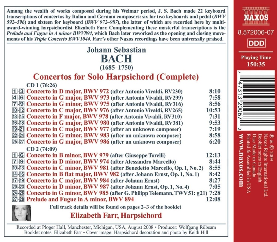 BACH: Concertos for Solo Harpsichord (2 CD) - slide-1