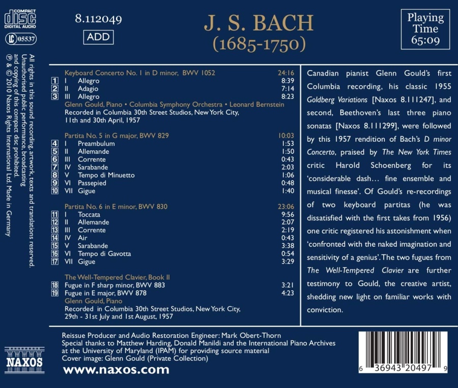 Bach: Keyboard Concerto No. 1, Partitas Nos. 5 and 6 (1957) - slide-1