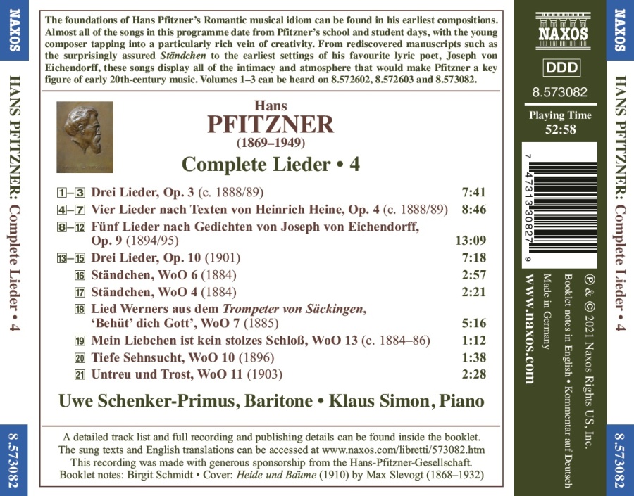 Pfitzner: Complete Lieder Vol. 4 - slide-1