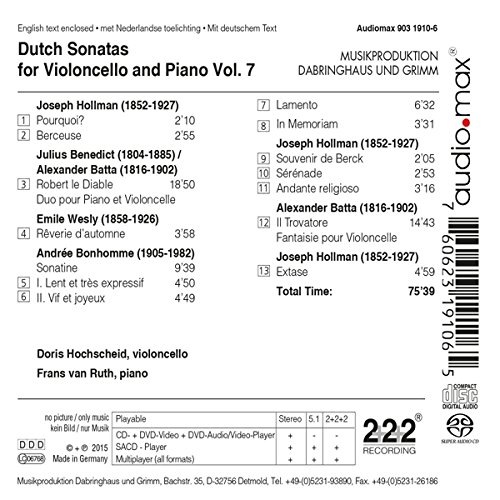 Dutch Cello Sonatas Vol. 7 - Batta; Hollman; Bonhomme; Wesly - slide-1