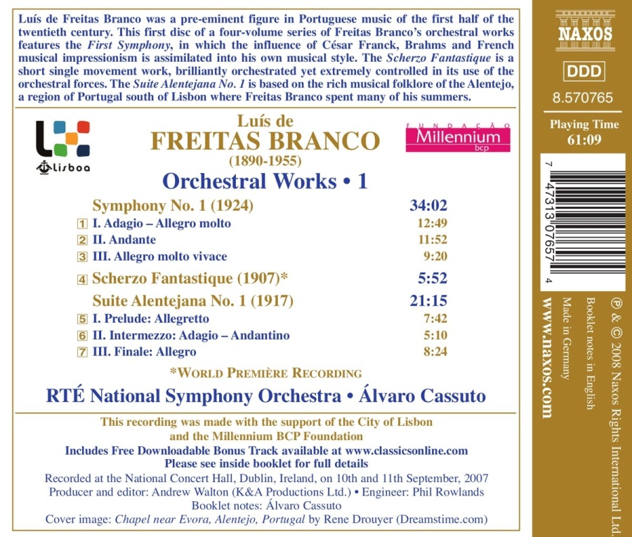 FREITAS BRANCO: Symphony No. 1; Scherzo fantasique; Suite alentejana No. 1 - slide-1