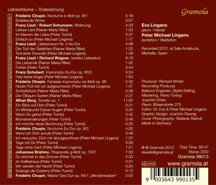Chopin, Liszt, Schubert, Berg, Brahms, Rilke: Liebesträume - slide-1