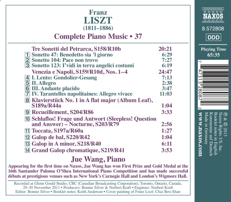 Liszt: Complete Piano Music Vol. 37 - Tre Sonetti del Petrarca, Venezia e Napoli - slide-1