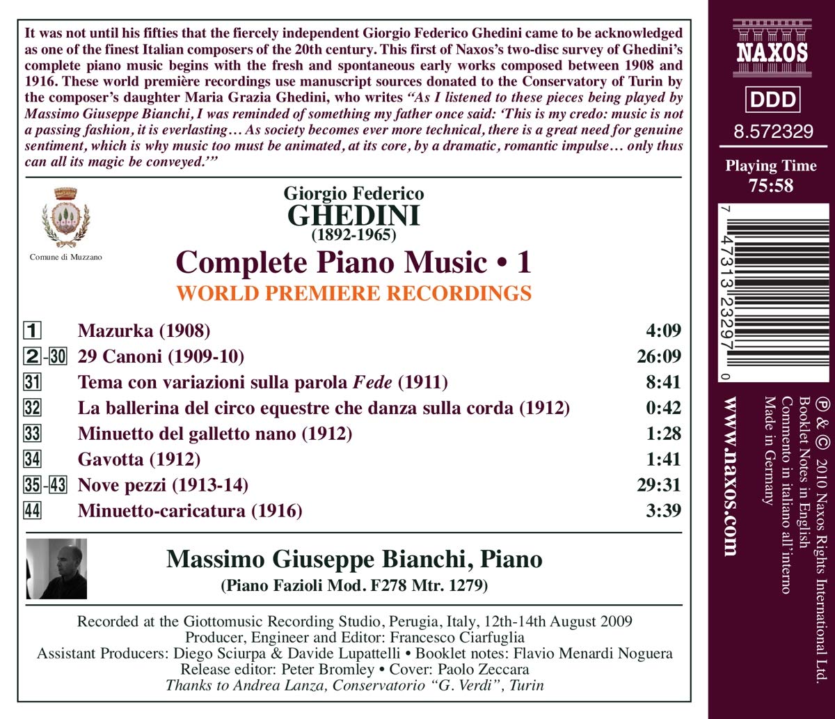 GHEDINI: Complete Piano Music Vol. 1 - slide-1