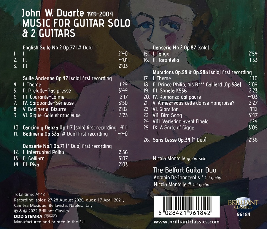 Duarte: Music for Guitar Solo and for 2 Guitars, Vol. 1 - slide-1