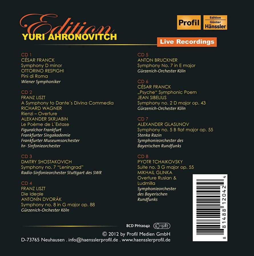 Yuri Ahronovitch Edition - Szostakowicz, Franck, Sibelius, Dvorak, Respighi, Bruckner, Liszt, Wagner, Scriabin, ... - slide-1