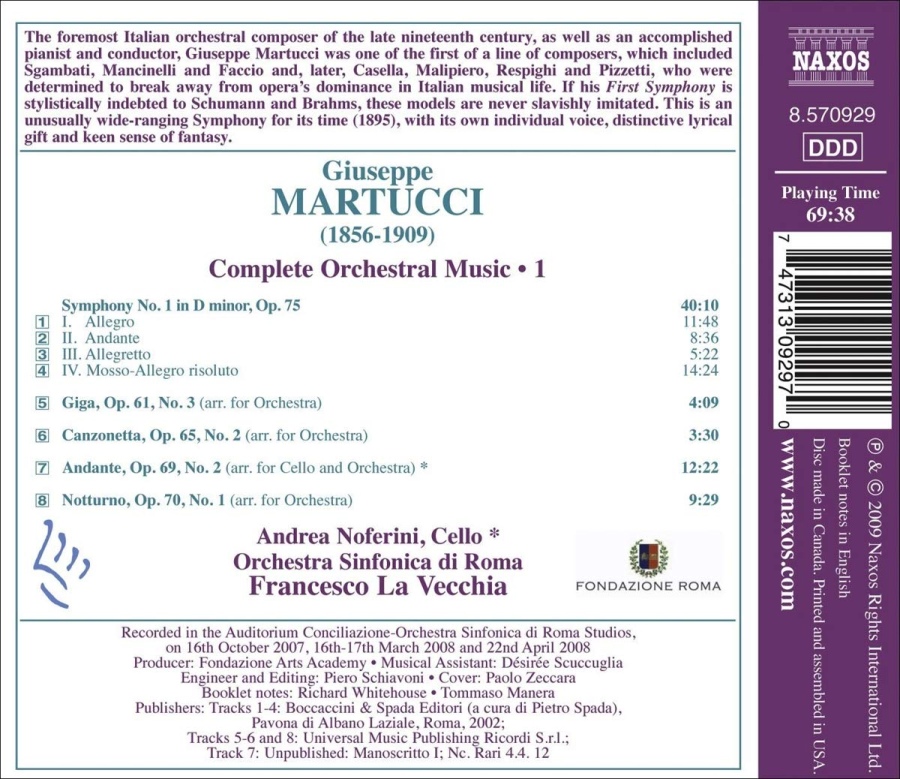 Martucci: Orchestral Music 1 - Symphony No. 1, Notturno, Andante, Canzonetta, Giga - slide-1