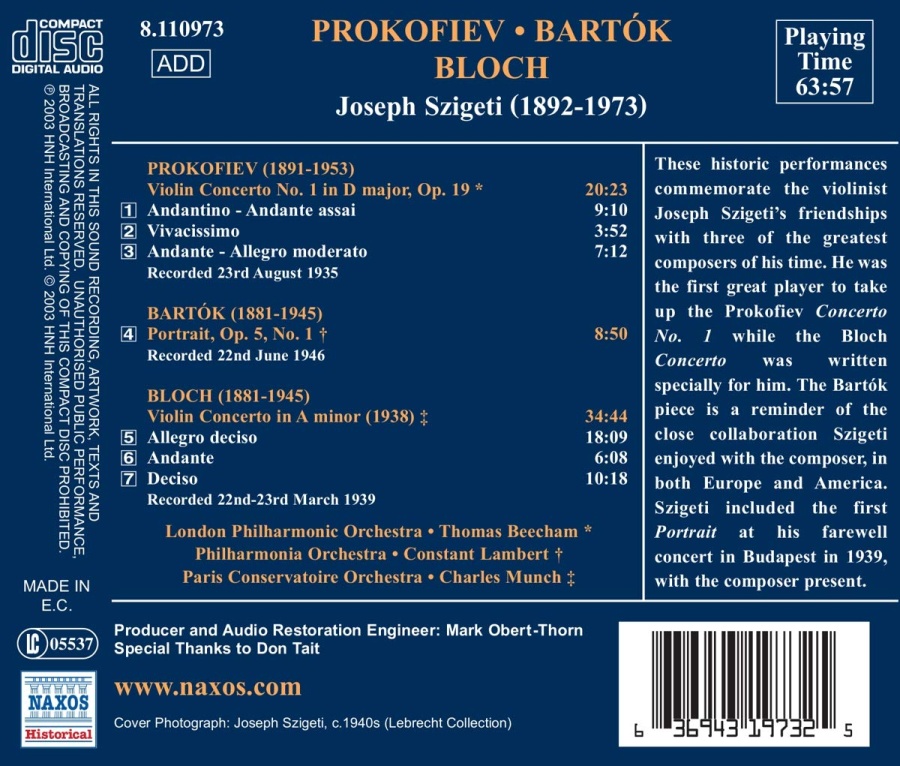 PROKOFIEV / BLOCH: Violin Concertos (1935, 1939) - slide-1