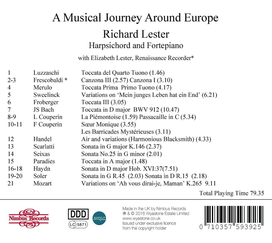 A Musical Journey Around Europe - Frescobaldi; Merulo; Sweelinck; Froberger; Bach; Couperin, ... - slide-1