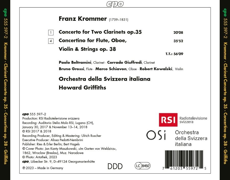 Krommer: Concerto for Two Clarinets; Concertino - slide-1