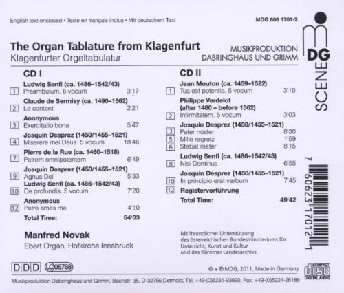 Organ Tablature from Klagenfurt - Senfl, de Sermisy, Desprez, de la Rue, Mouton - slide-1