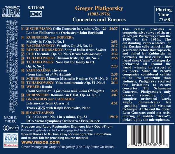Gregor Piatigorsky: Concertos and Encores - slide-1