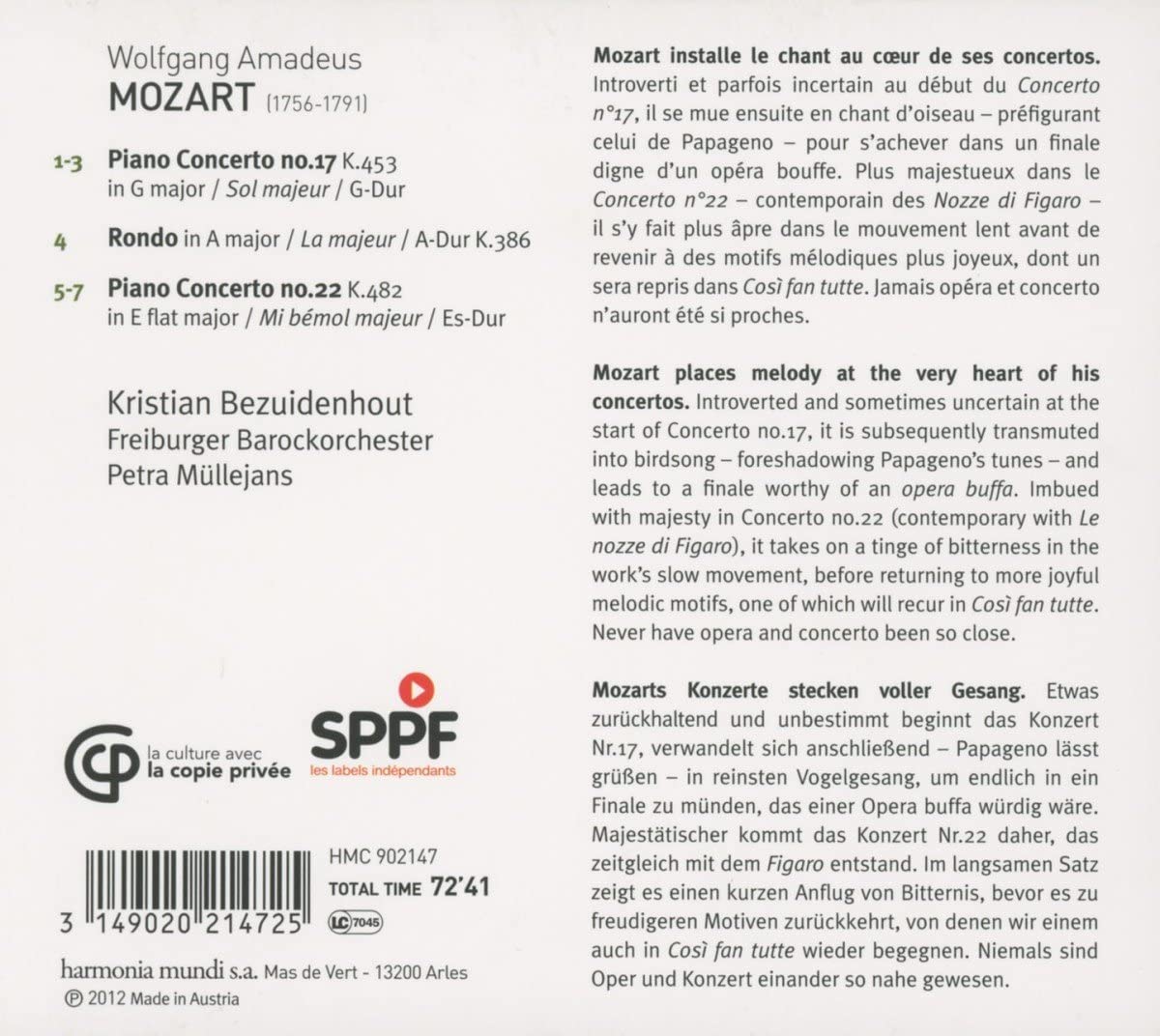 Mozart: Piano Concertos Nos. 17 & 22 - slide-1