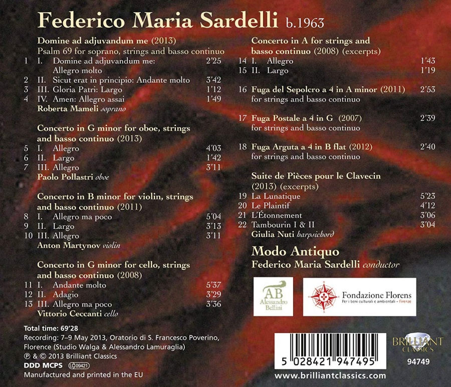 Sardelli: Baroque Concertos, Psalm, Chamber Music - slide-1