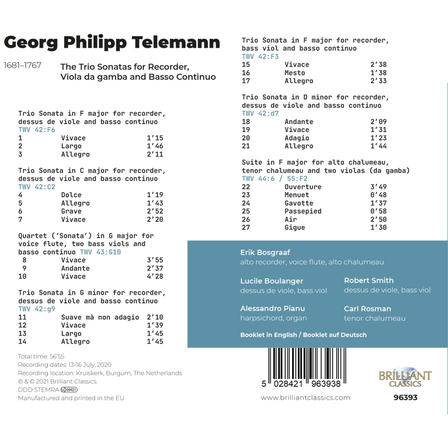 Telemann: Trio Sonatas for Recorder and Viola da Gamba - slide-1