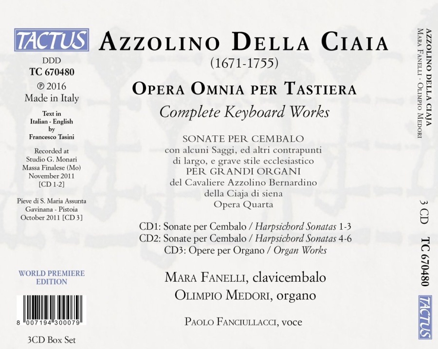 Della Ciaia: Complete Keyboard Works; CD1 & CD2 - Harpsichord Sonatas; CD3 - Organ Works - slide-1