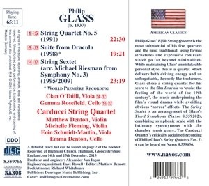 Glass: String Quartet No. 5, Suite from Dracula, String Sextet, - slide-1