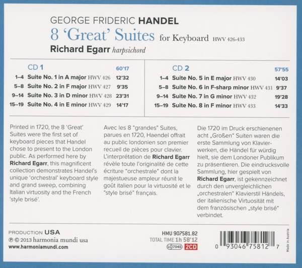 HANDEL: Suites pour clavecin  Nr.1-8 (HWV 426-433) - slide-1