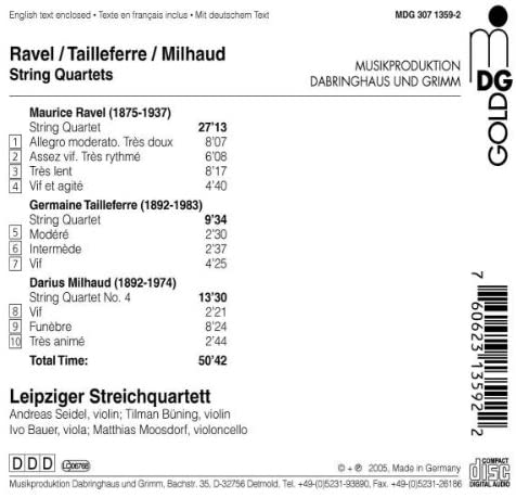 Ravel/Tailleferre/Milhaud: String Quartets - slide-1