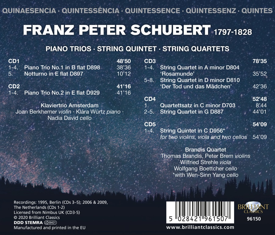 Quintessence Schubert: Piano Trios, String Quintet, String Quartets - slide-1