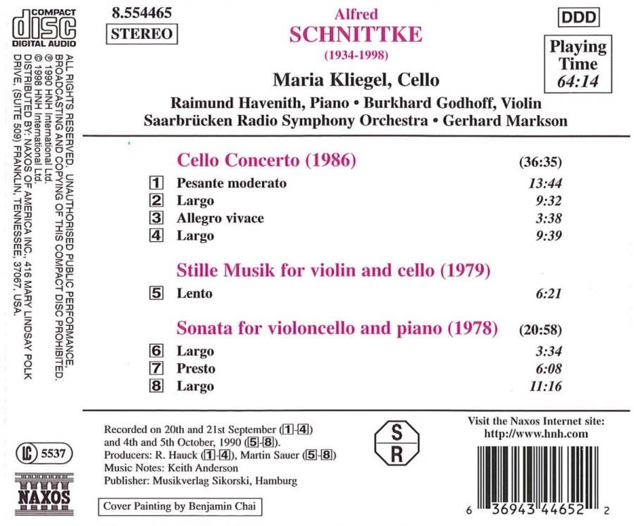 SCHNITTKE: Cello Concerto; Stille Musik; Cello Sonata - slide-1
