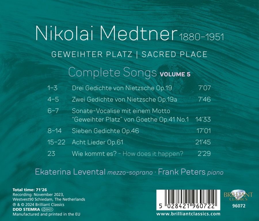 Medtner: Complete Songs Vol. 5 - slide-1