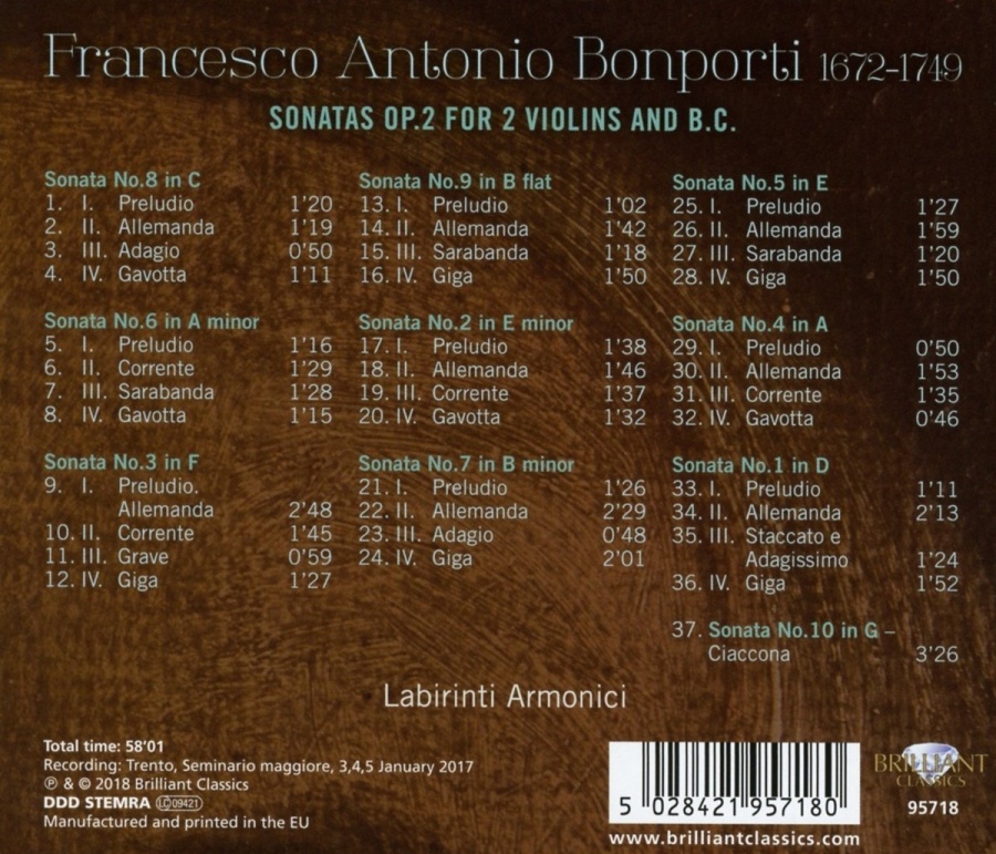 Bonporti: Sonatas Op. 2 for 2 Violins and B.C. - slide-1