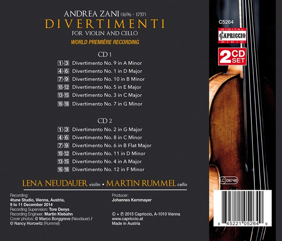 Zani: Divertimenti for violin and cello - slide-1